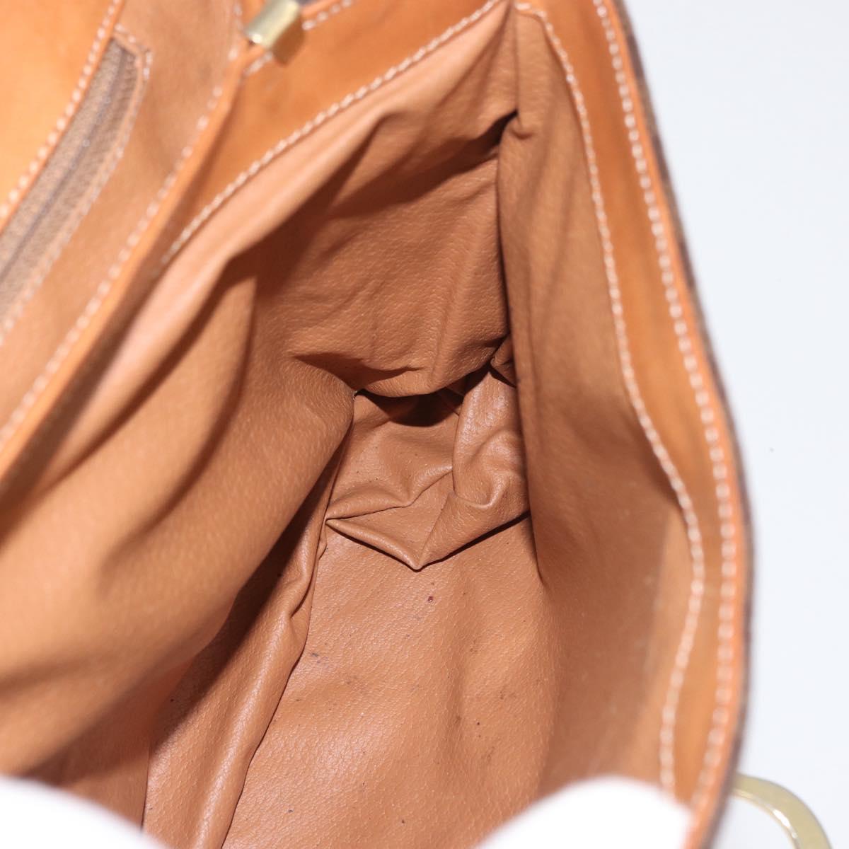 CELINE Macadam Canvas Hand Bag PVC Leather Brown Gold Auth 179420A