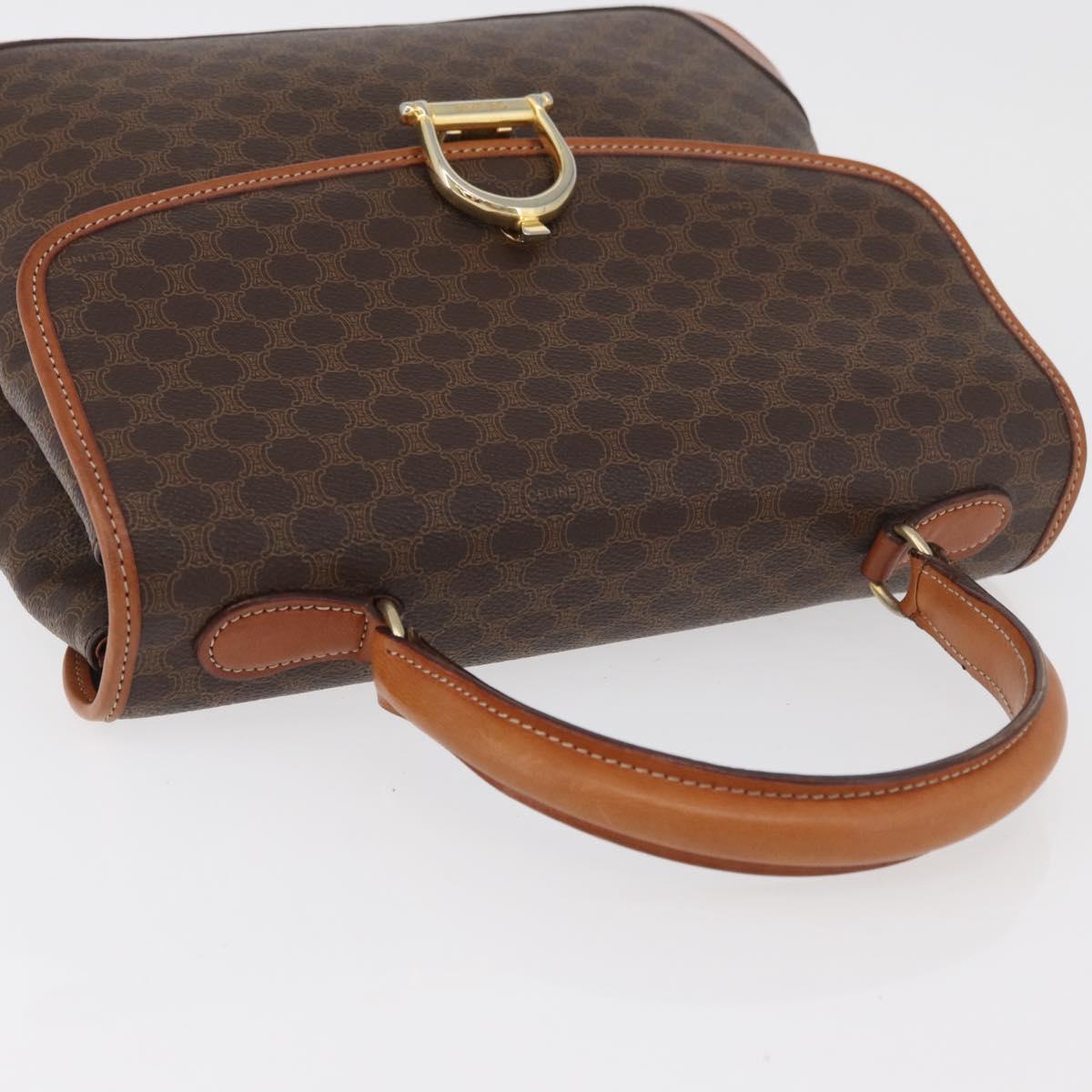 CELINE Macadam Canvas Hand Bag PVC Leather Brown Gold Auth 179420A