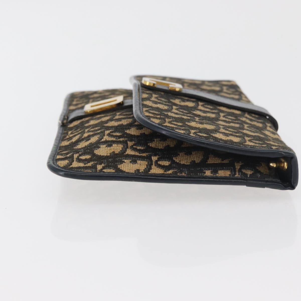 Christian Dior Trotter Canvas Clutch Bag Navy Gold Auth 179422