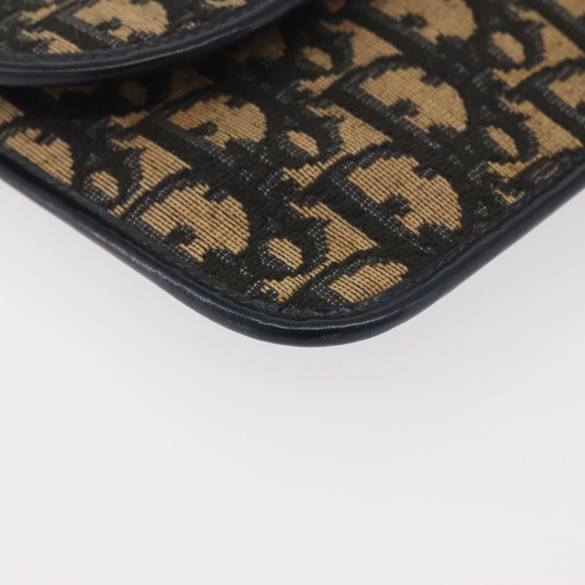 Christian Dior Trotter Canvas Clutch Bag Navy Gold Auth 179422