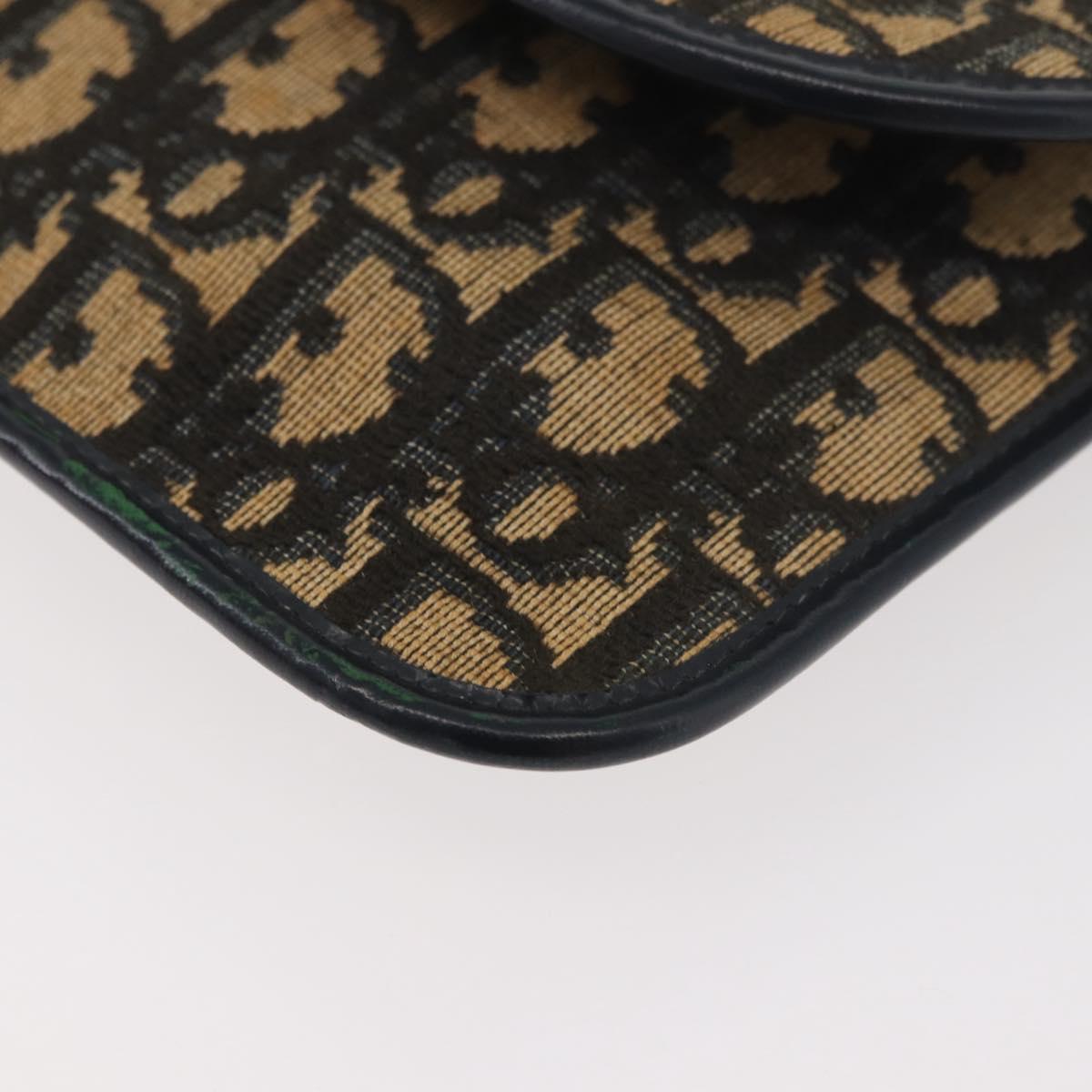 Christian Dior Trotter Canvas Clutch Bag Navy Gold Auth 179422
