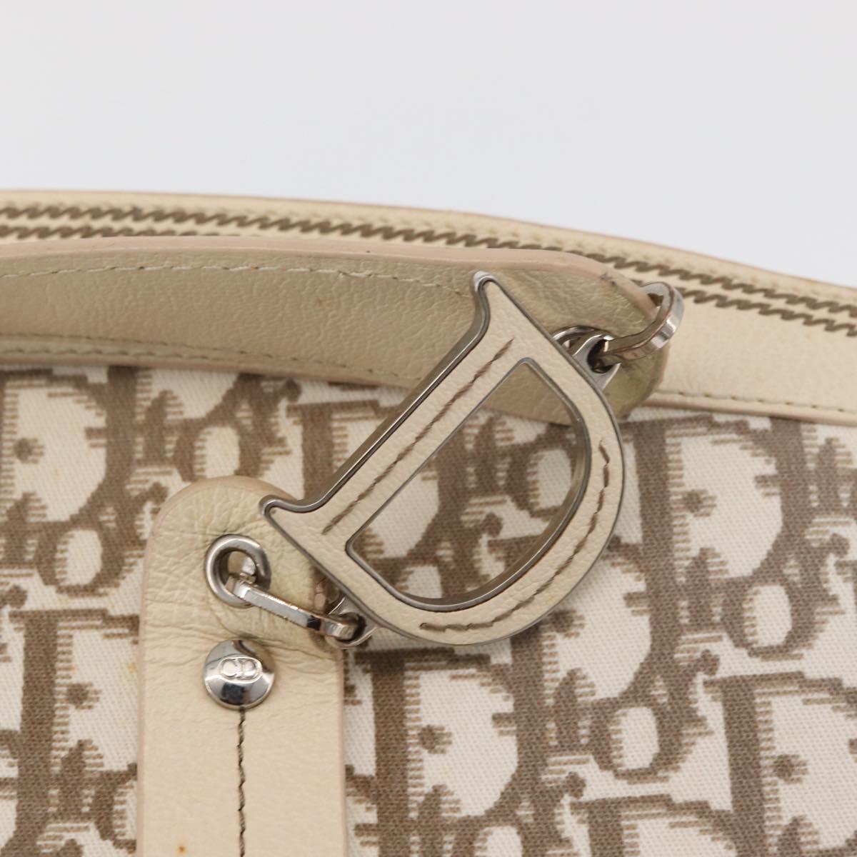 Christian Dior Trotter Canvas Hand Bag Ivory Silver Auth 179424A