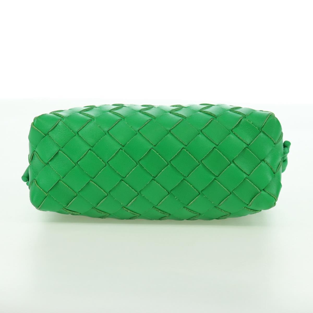 BOTTEGA VENETA INTRECCIATO Shoulder Bag Leather Green Gold Auth 179425V