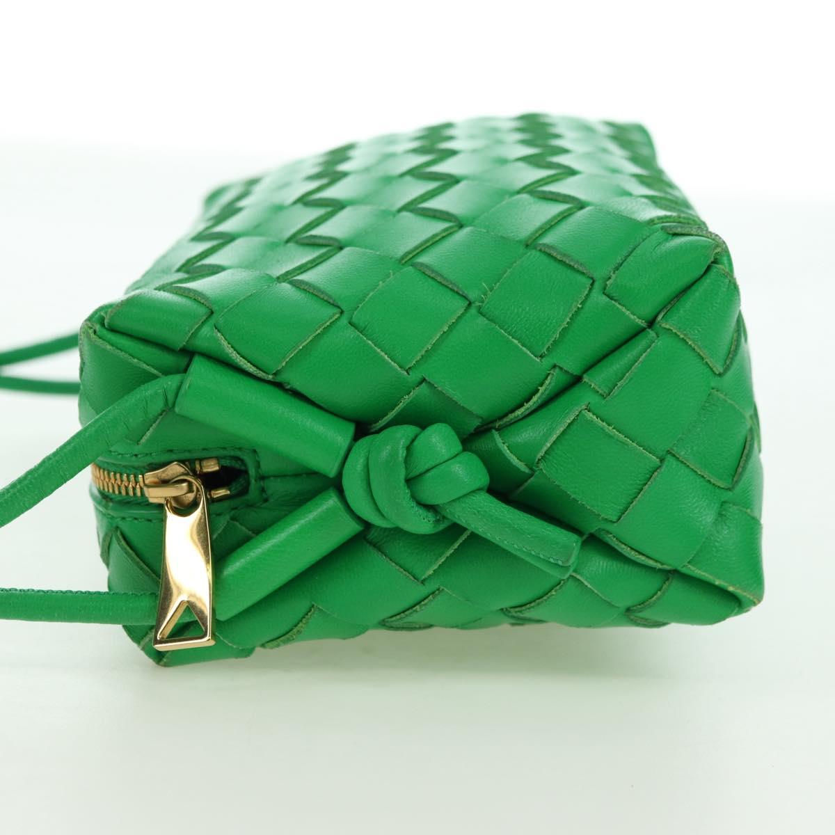 BOTTEGA VENETA INTRECCIATO Shoulder Bag Leather Green Gold Auth 179425V