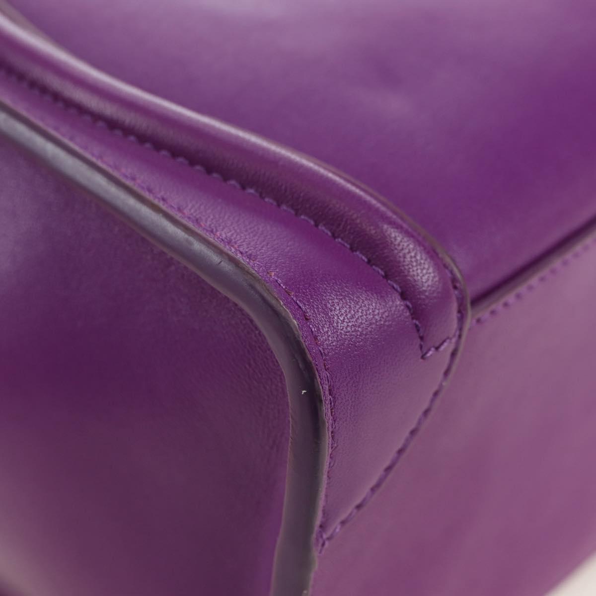 CELINE Luggage Micro Shopper Hand Bag Leather 2way Purple Gold Auth 179426SAV