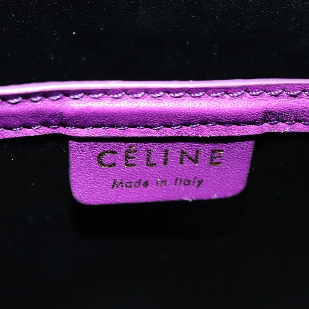 CELINE Luggage Micro Shopper Hand Bag Leather 2way Purple Gold Auth 179426SAV