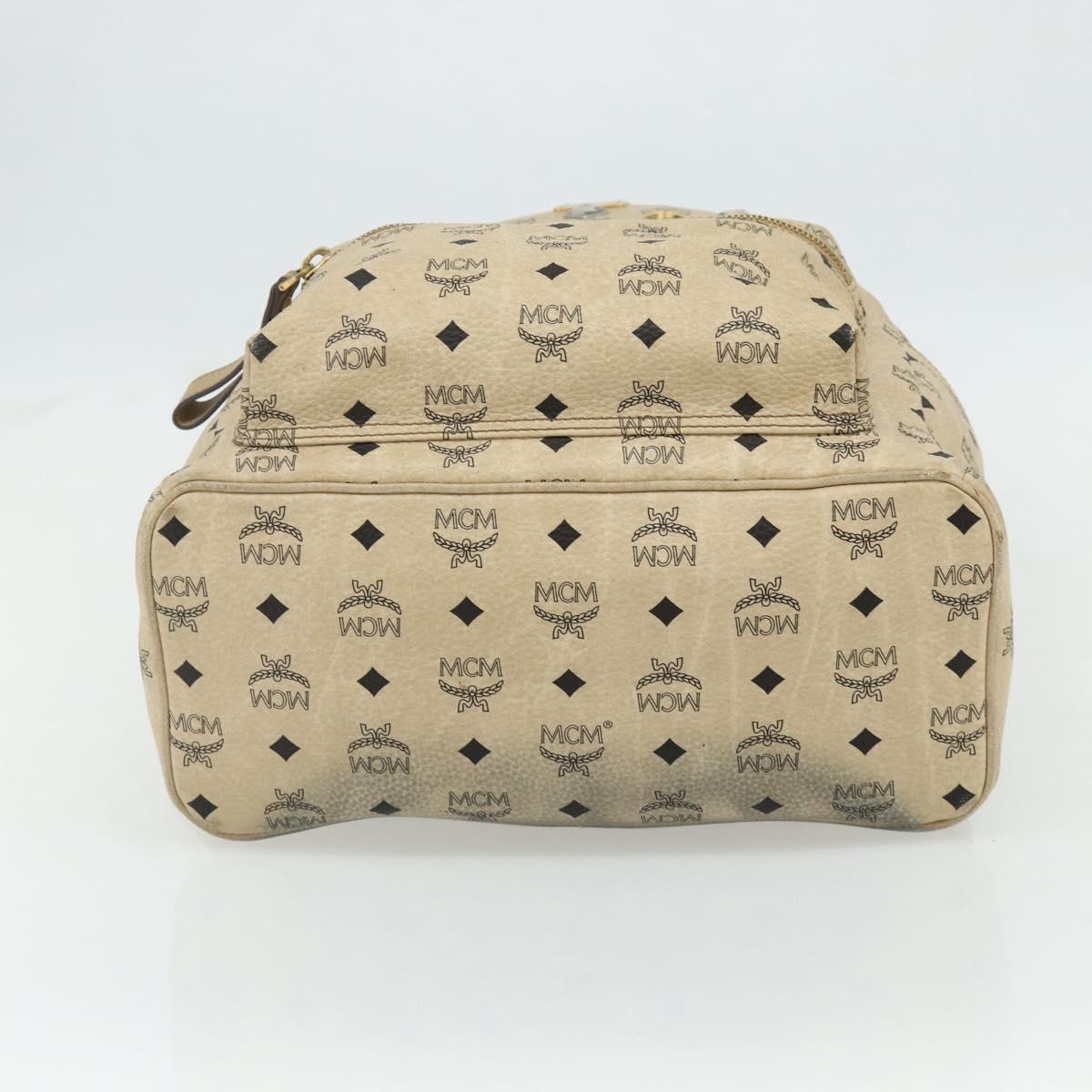 MCM Vicetos Logogram Backpack PVC Beige Gold Auth 179430