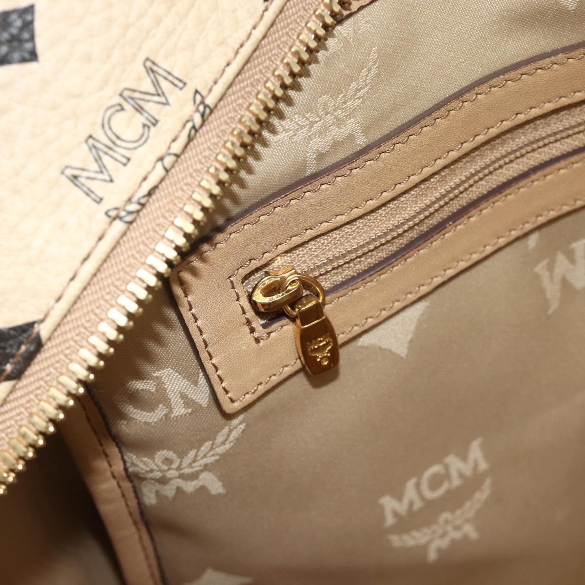 MCM Vicetos Logogram Backpack PVC Beige Gold Auth 179430