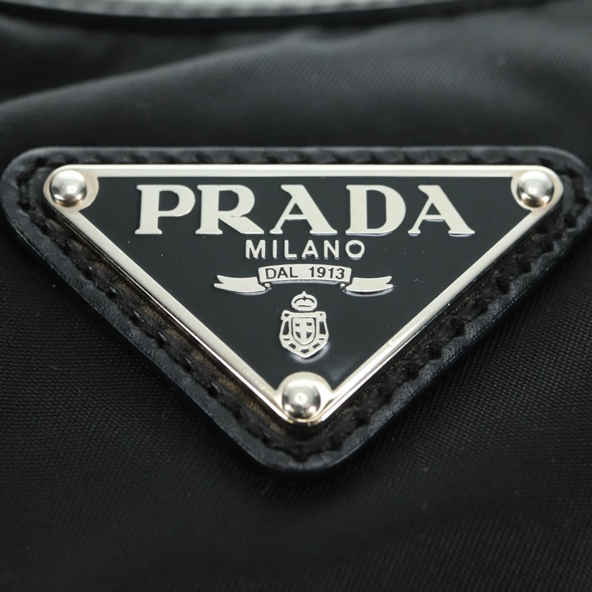 PRADA Shoulder Bag Nylon Black Silver Auth 179432SAV