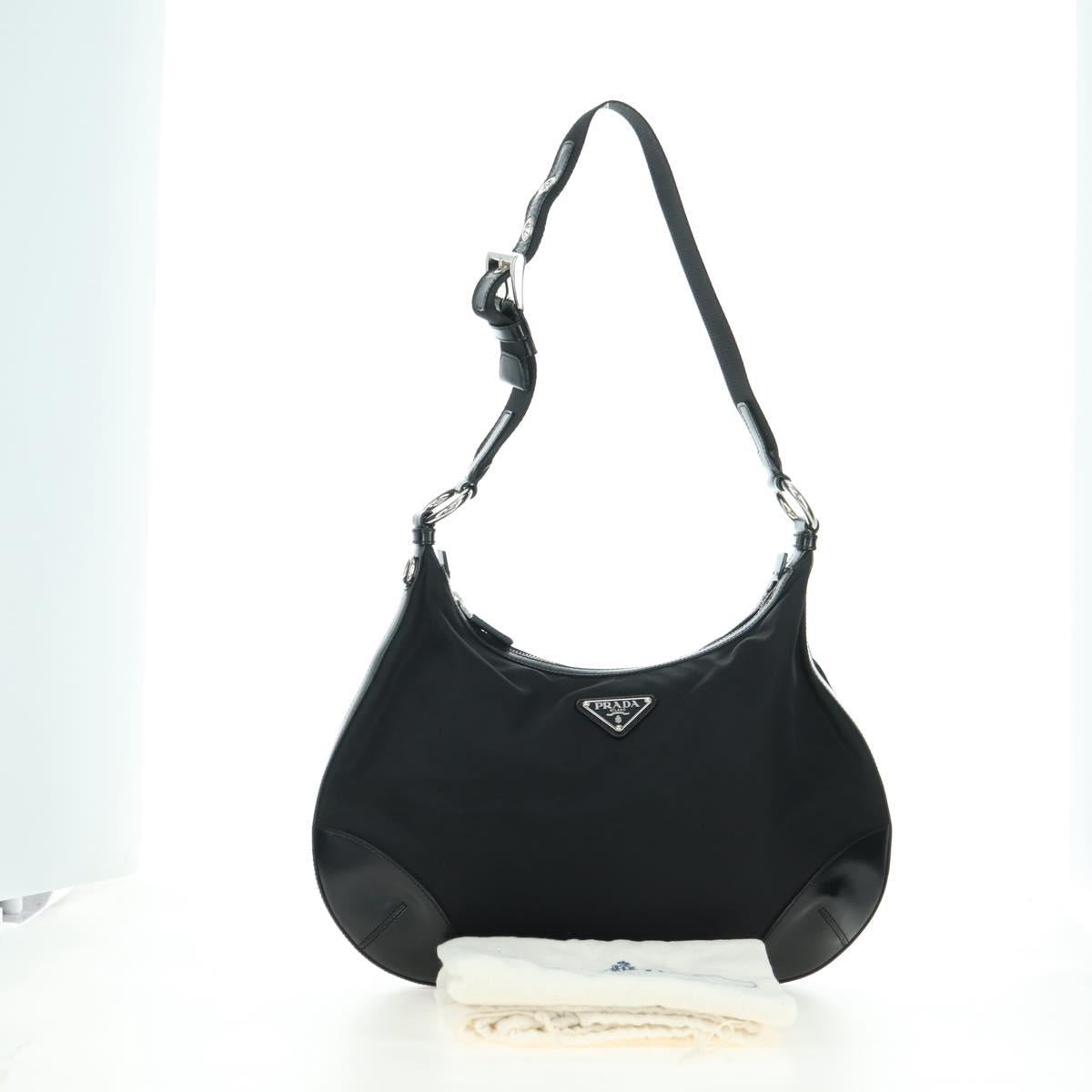 PRADA Shoulder Bag Nylon Black Silver Auth 179432SAV