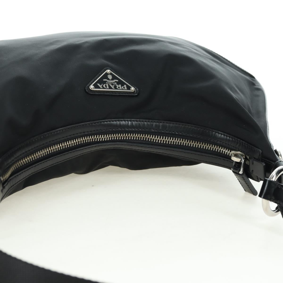 PRADA Shoulder Bag Nylon Black Silver Auth 179432SAV