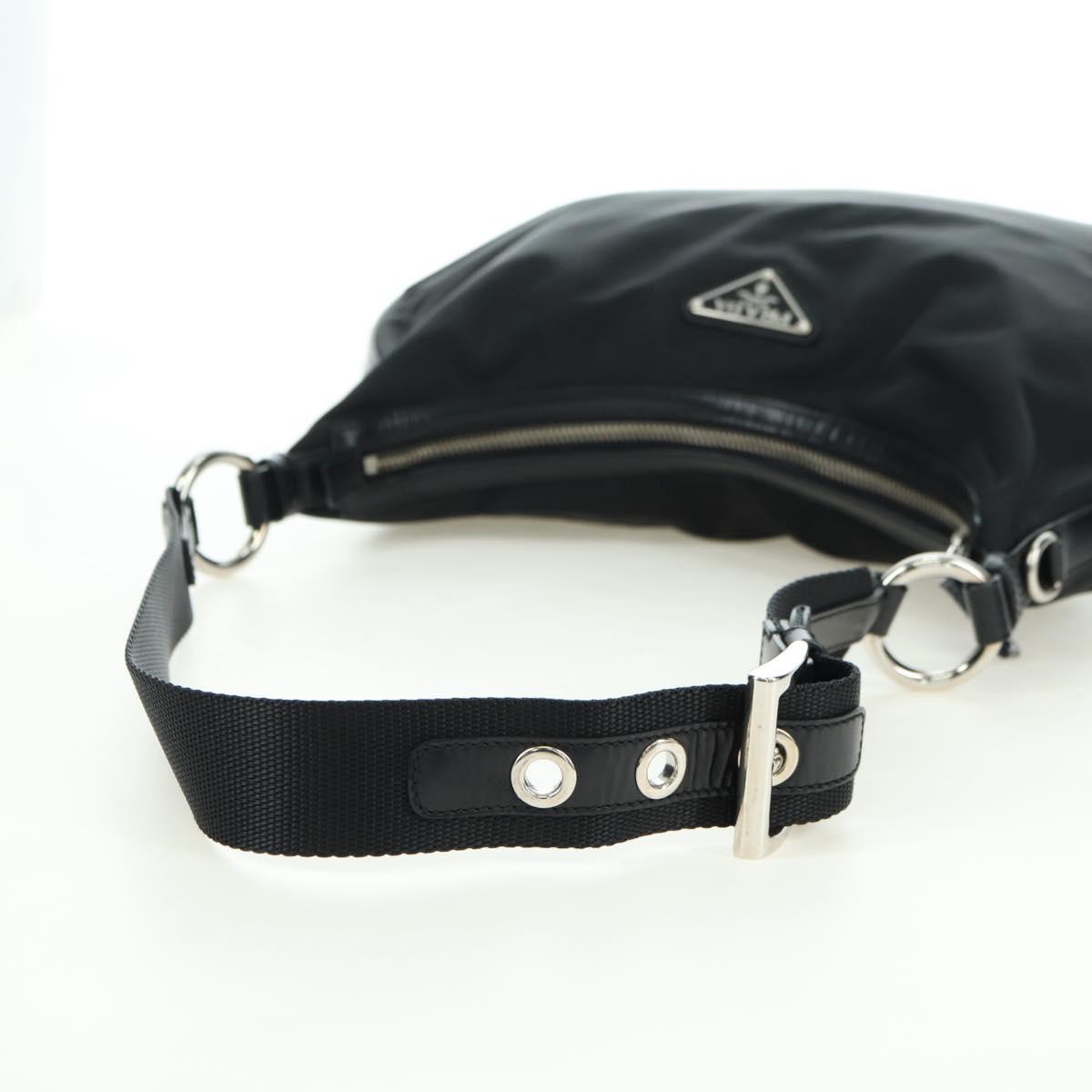 PRADA Shoulder Bag Nylon Black Silver Auth 179432SAV