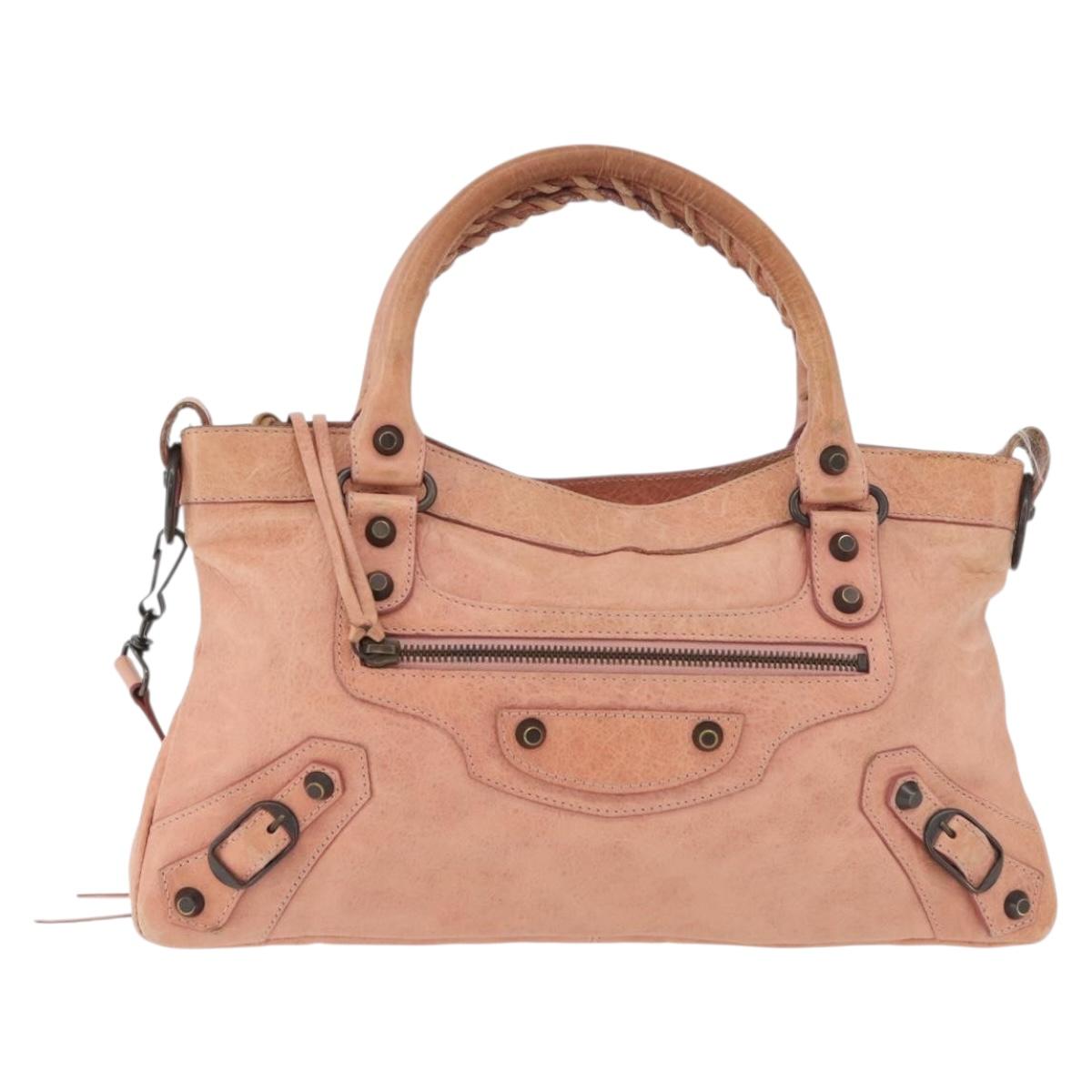 BALENCIAGA The First Hand Bag Leather 2way Gray 103208 Auth 179438