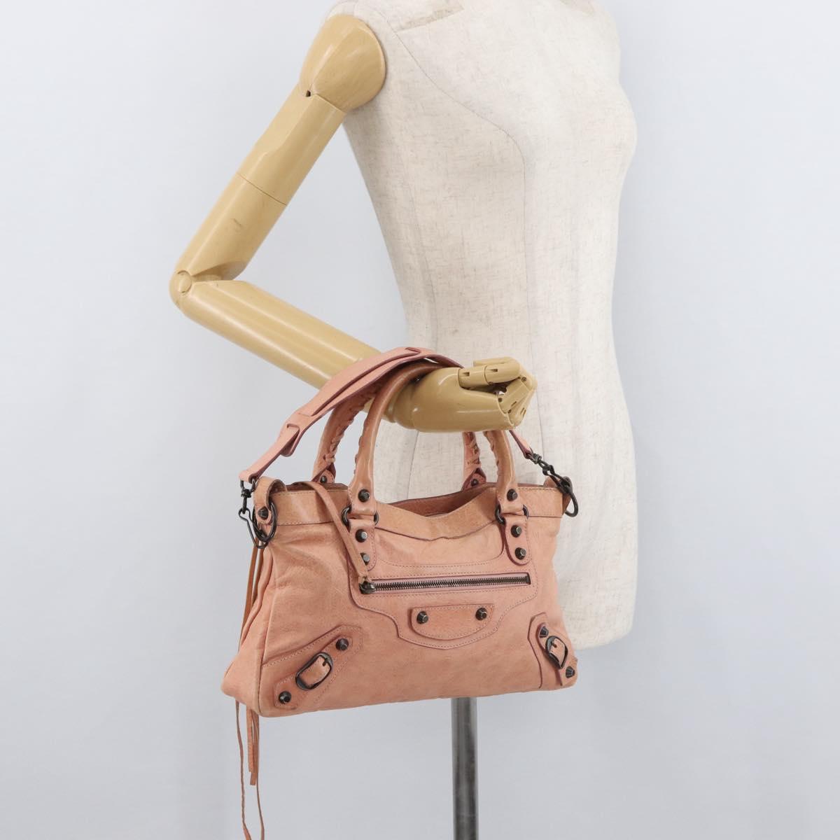 BALENCIAGA The First Hand Bag Leather 2way Gray 103208 Auth 179438