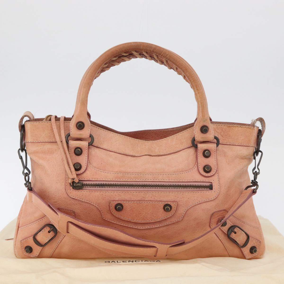 BALENCIAGA The First Hand Bag Leather 2way Gray 103208 Auth 179438