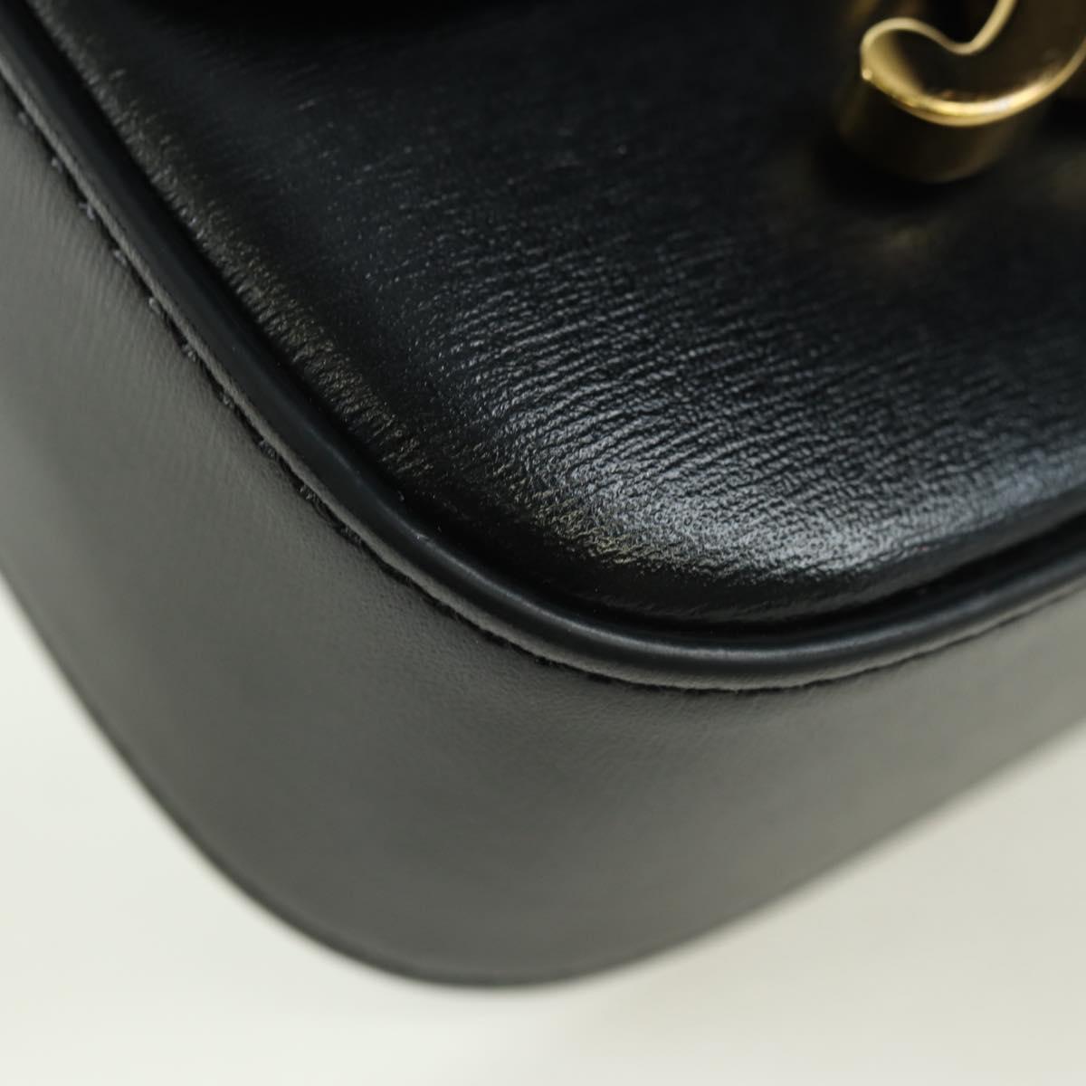 CELINE Triomphe Shoulder Bag Leather Black Gold Auth 179440SAM