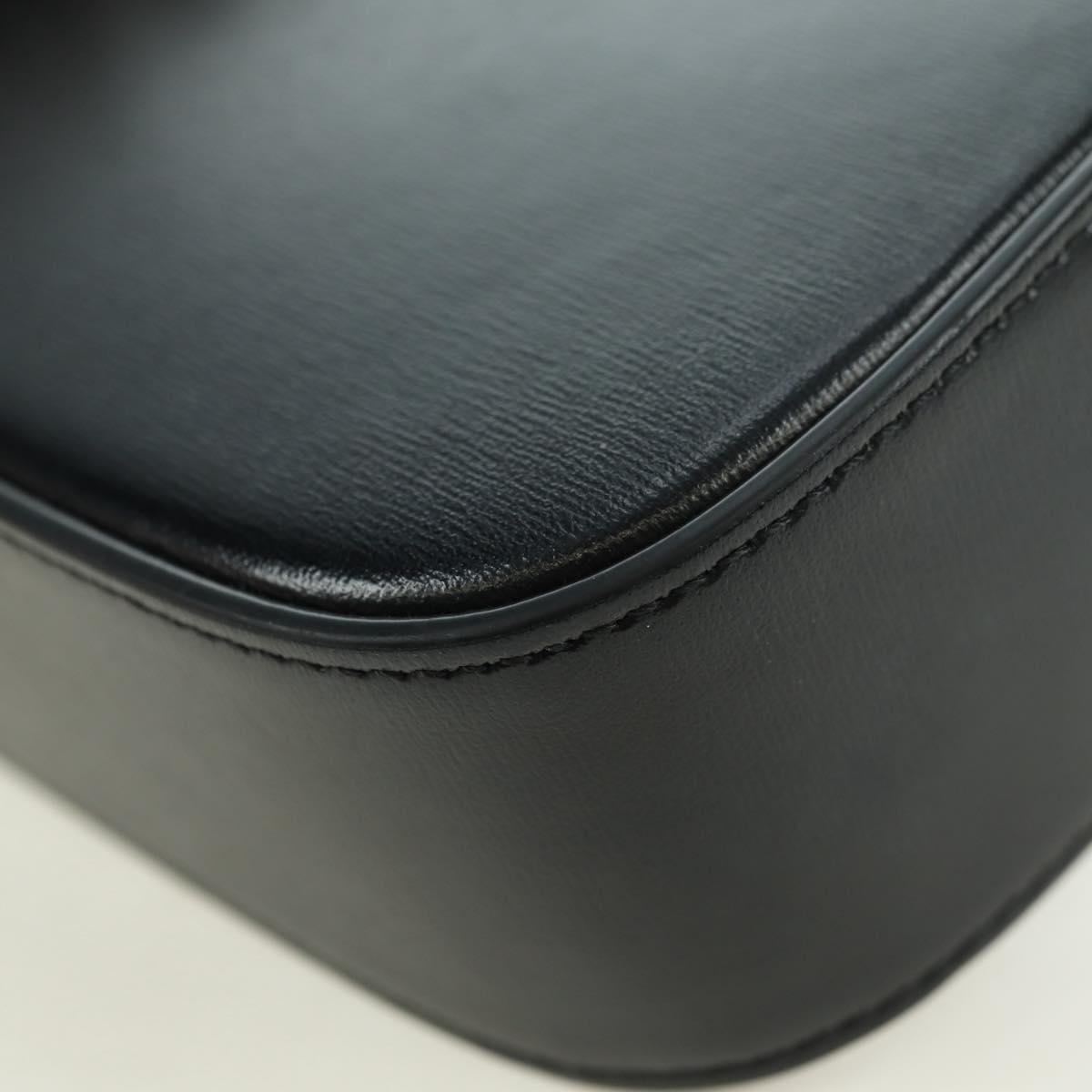 CELINE Triomphe Shoulder Bag Leather Black Gold Auth 179440SAM