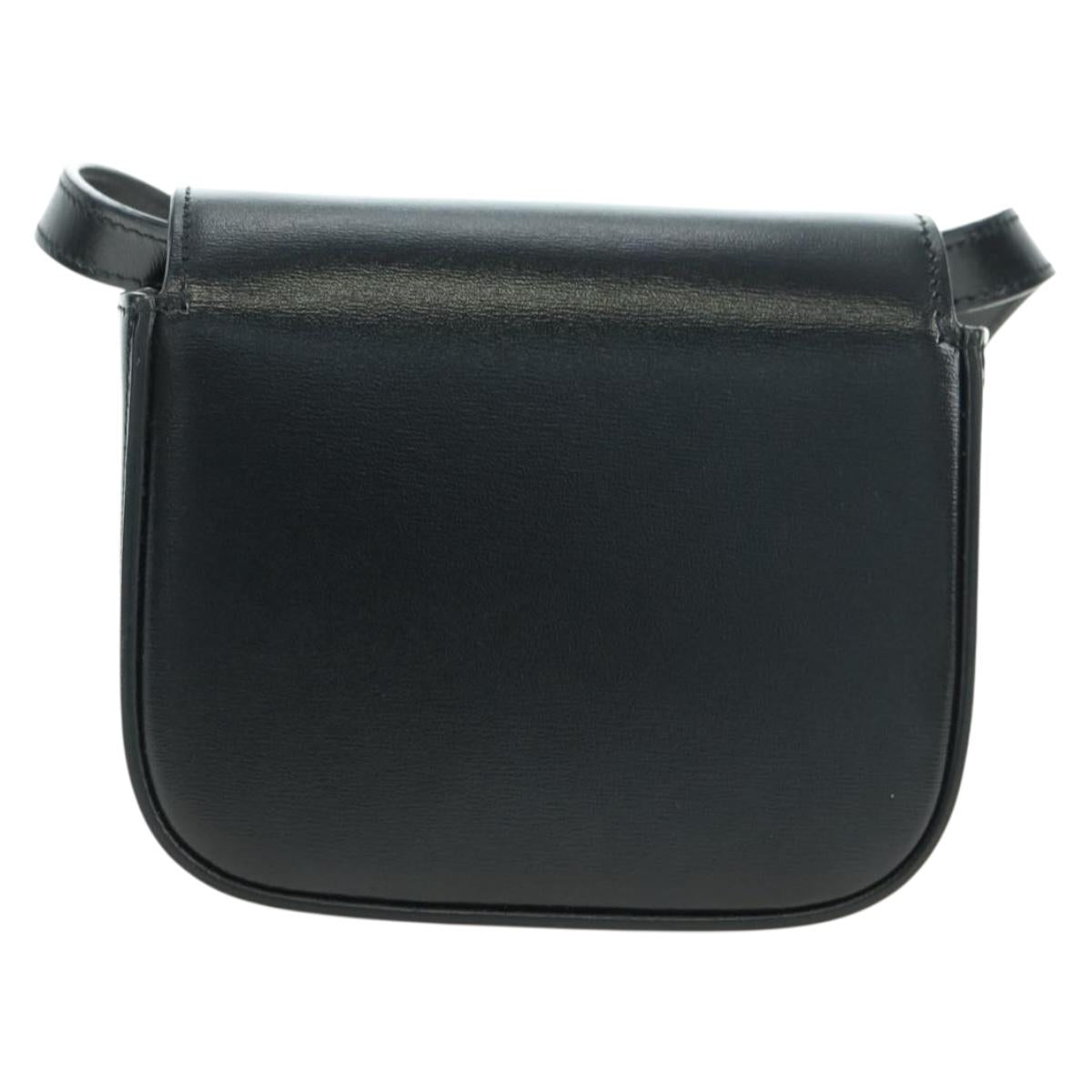 CELINE Triomphe Shoulder Bag Leather Black Gold Auth 179440SAM