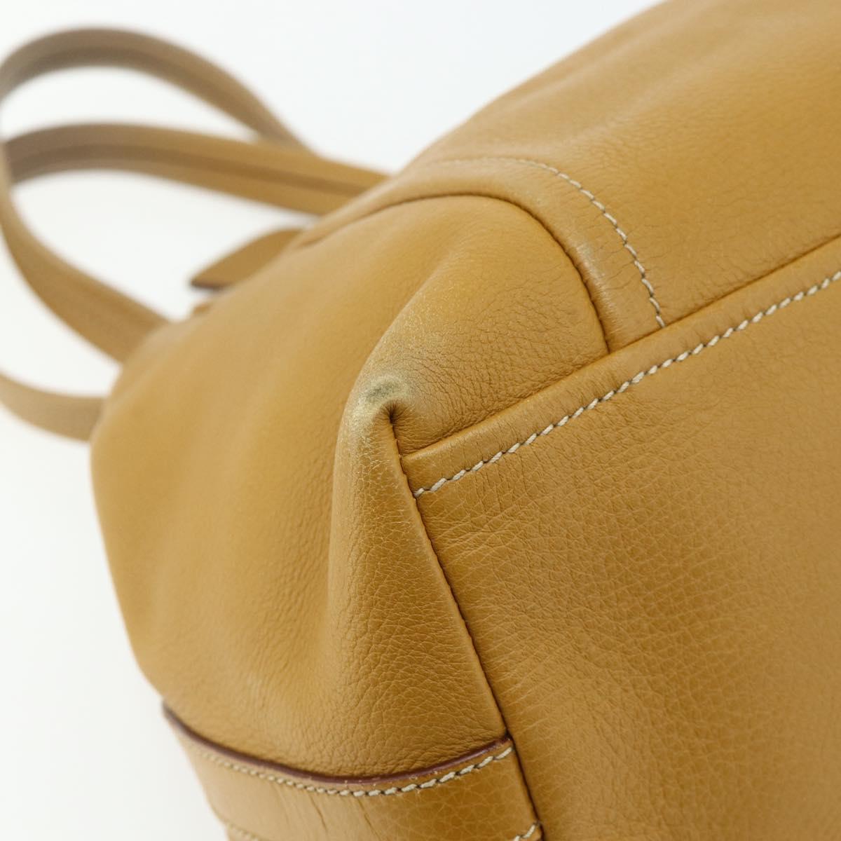 PRADA Tote Bag Leather Brown Silver Auth 179442A