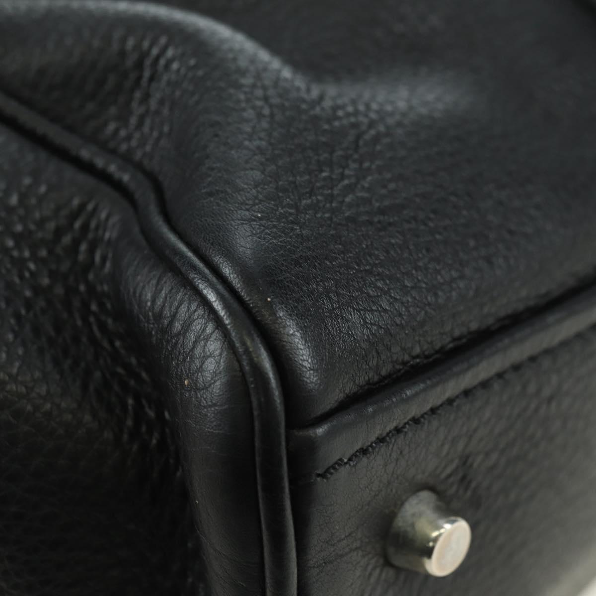 PRADA Tote Bag Leather Black Silver Auth 179445V