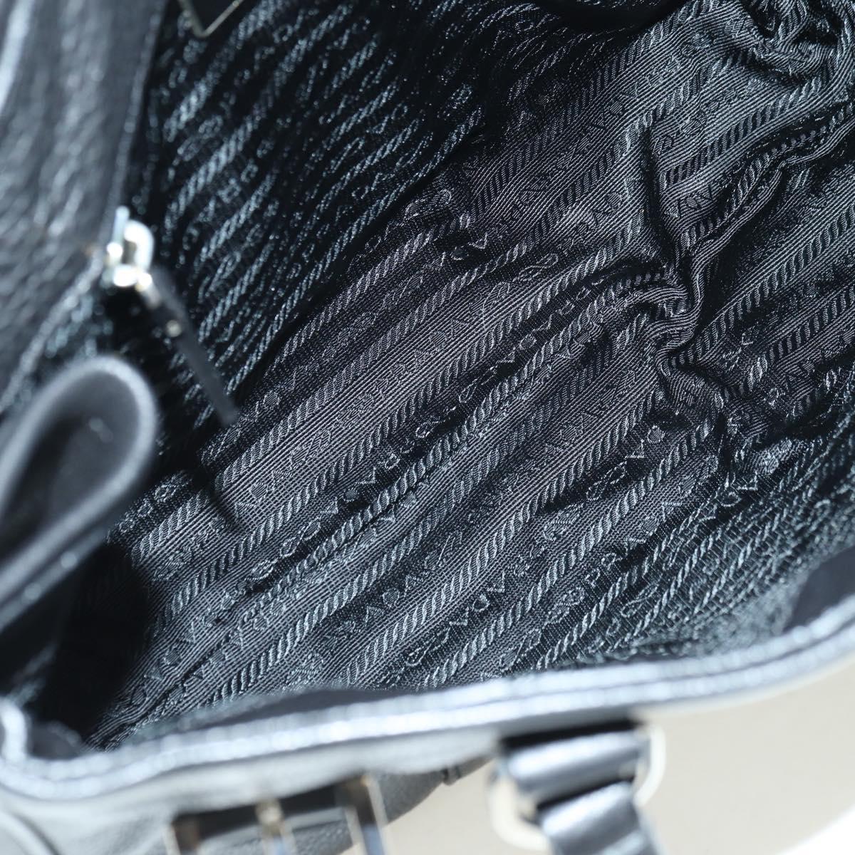 PRADA Tote Bag Leather Black Silver Auth 179445V