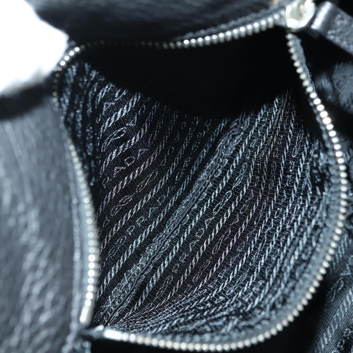 PRADA Tote Bag Leather Black Silver Auth 179445V