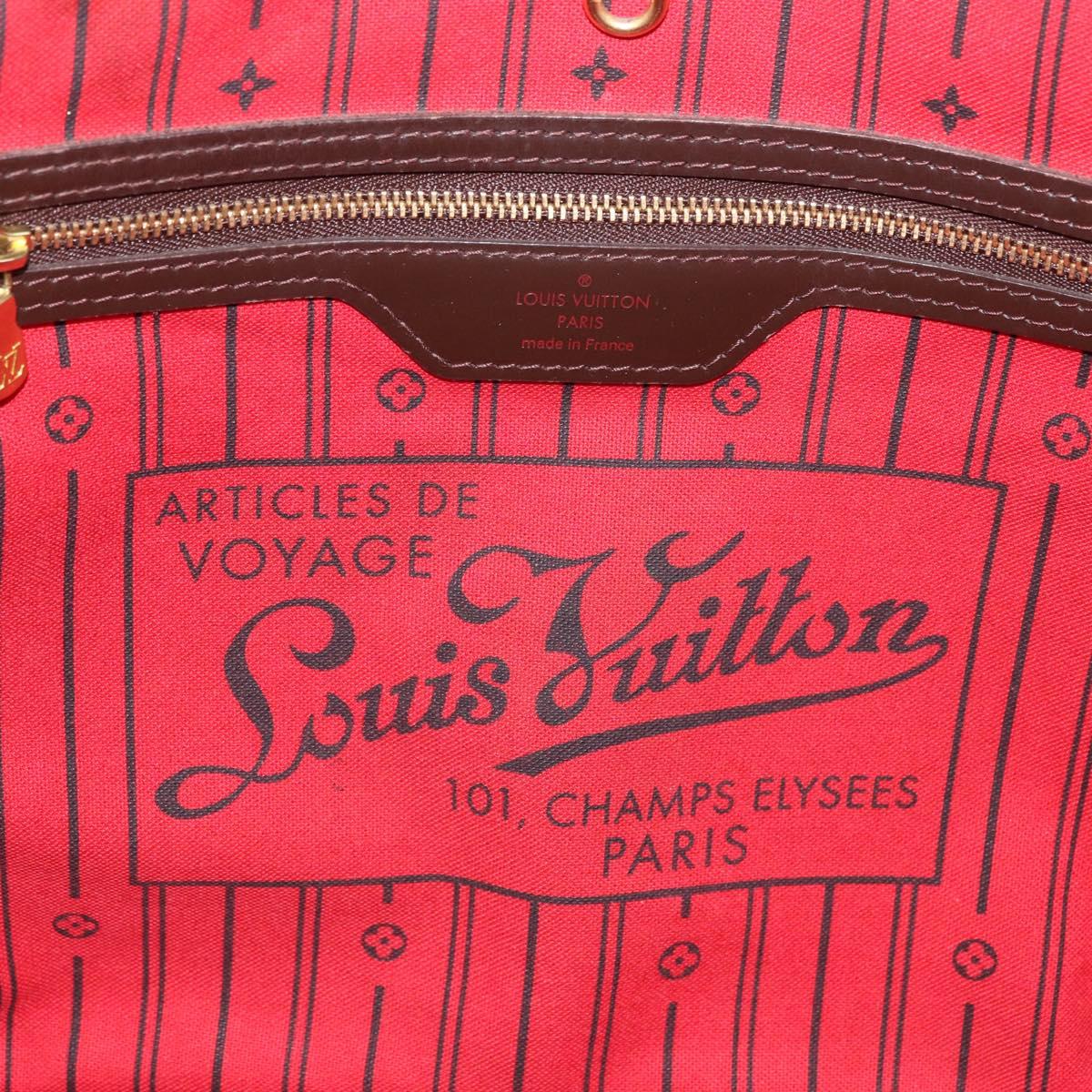 LOUIS VUITTON Damier Ebene Neverfull MM Tote Bag N51105 LV Auth 179453