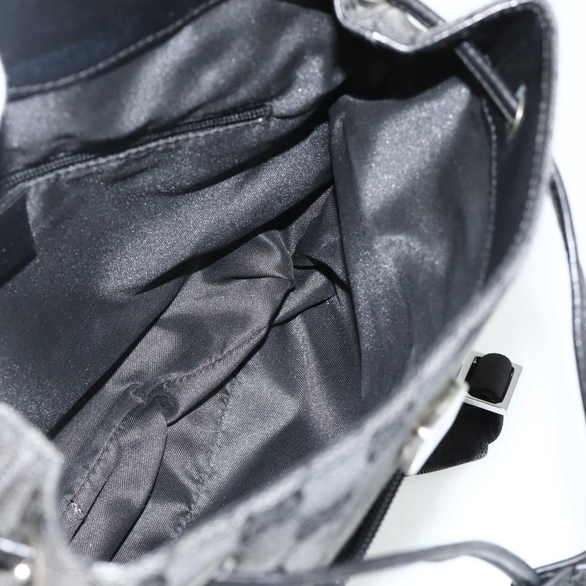 GUCCI GG Canvas Backpack Black Silver 003 0242 Auth 179459