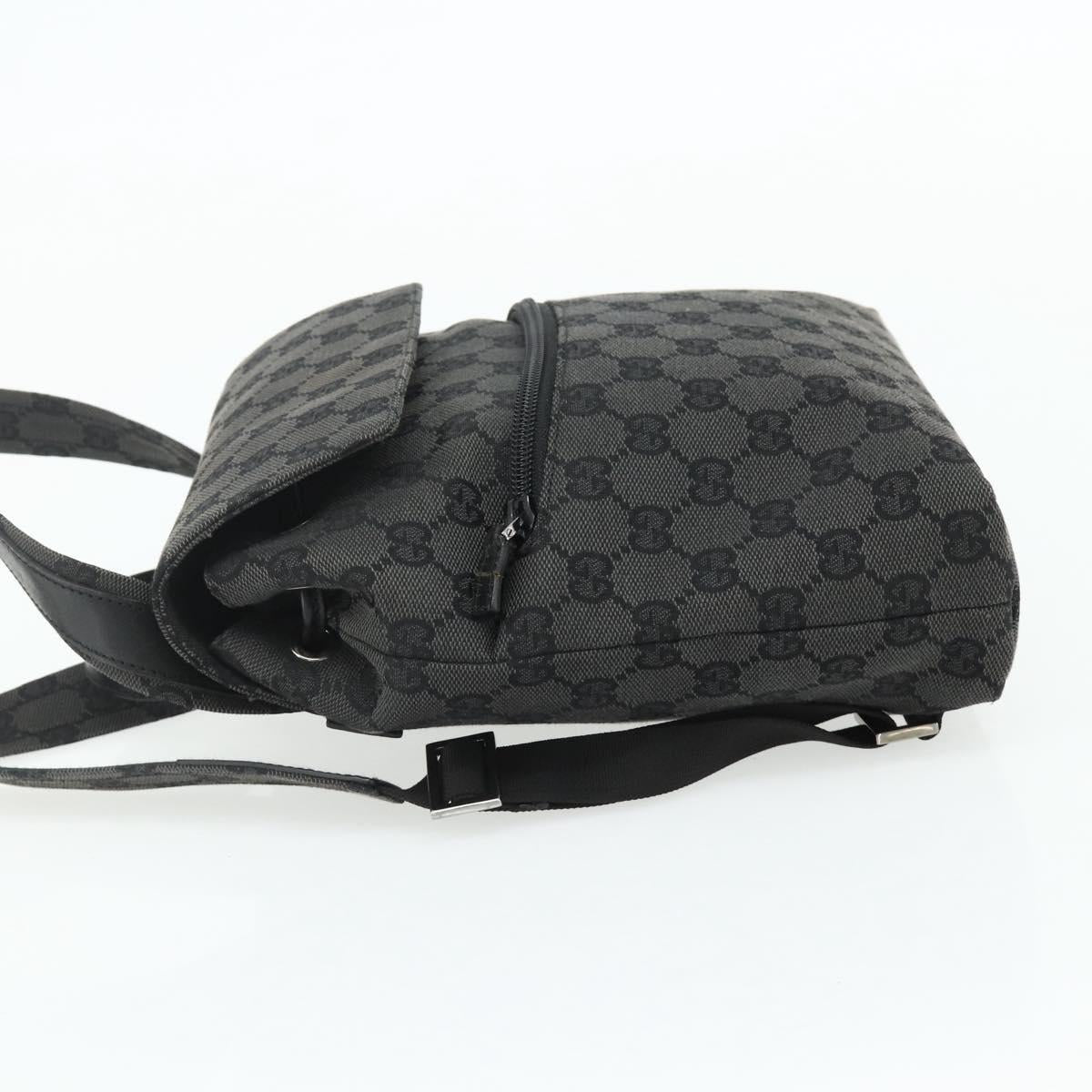GUCCI GG Canvas Backpack Black Silver 003 0242 Auth 179459