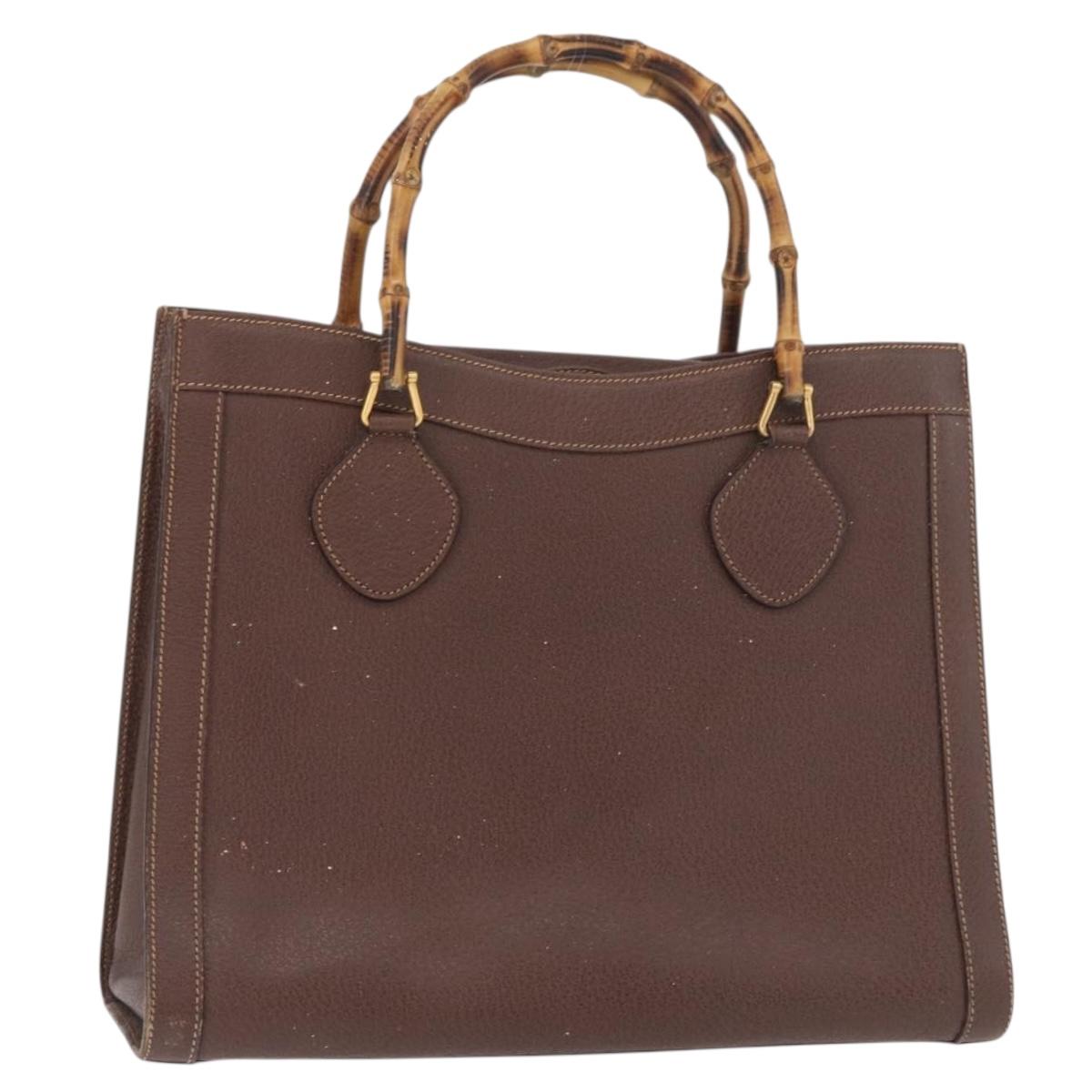 GUCCI Bamboo Tote Bag Leather Brown Gold 002 0260 2615 Auth 179461
