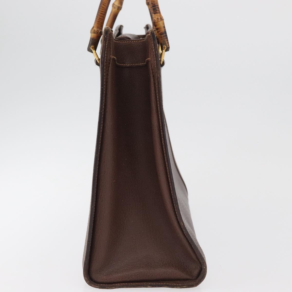 GUCCI Bamboo Tote Bag Leather Brown Gold 002 0260 2615 Auth 179461