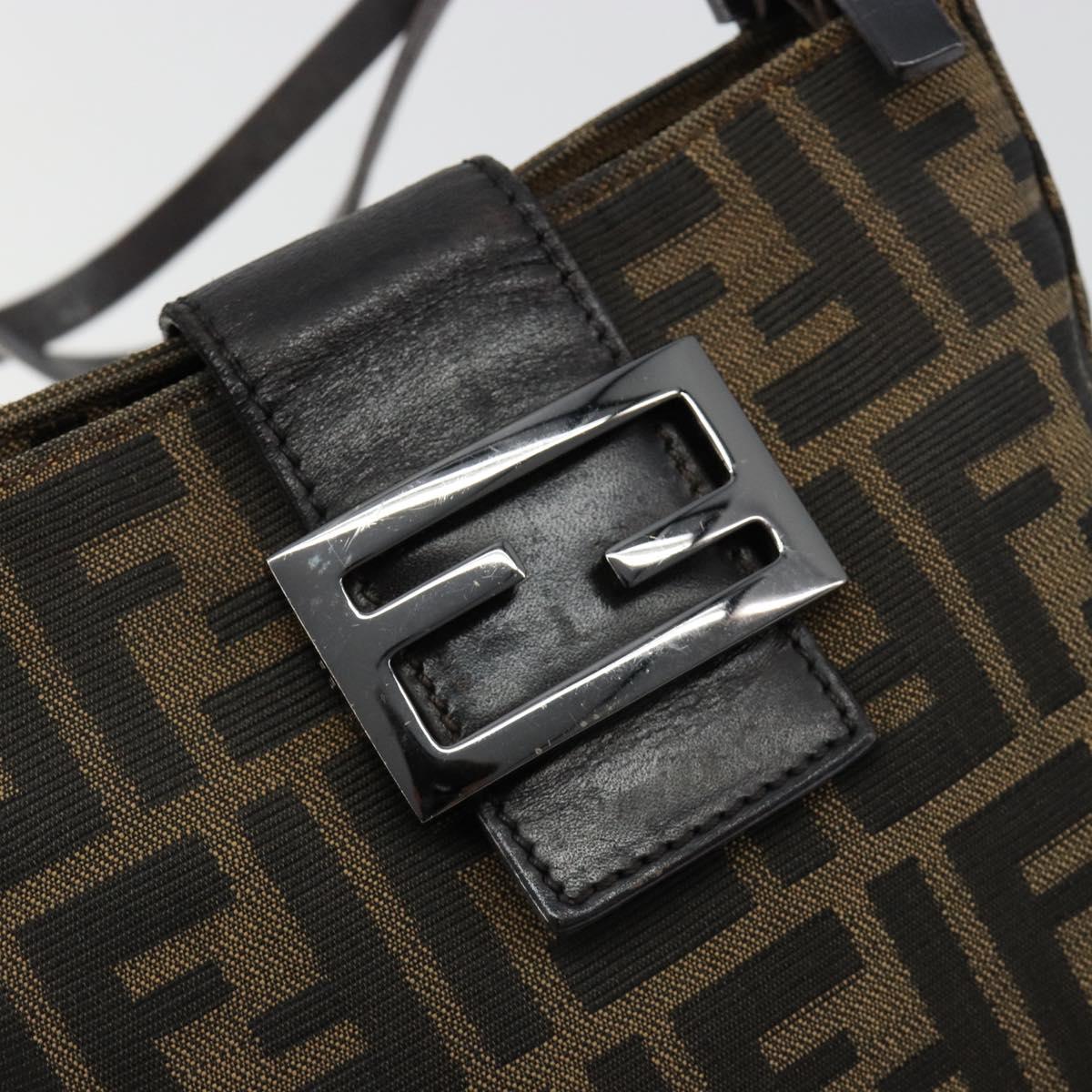 FENDI Zucca Canvas Mamma Baguette Hand Bag Black Brown Auth 179468A