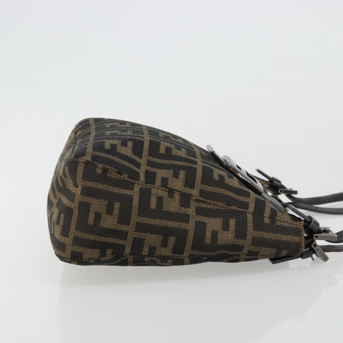 FENDI Zucca Canvas Mamma Baguette Hand Bag Black Brown Auth 179468A