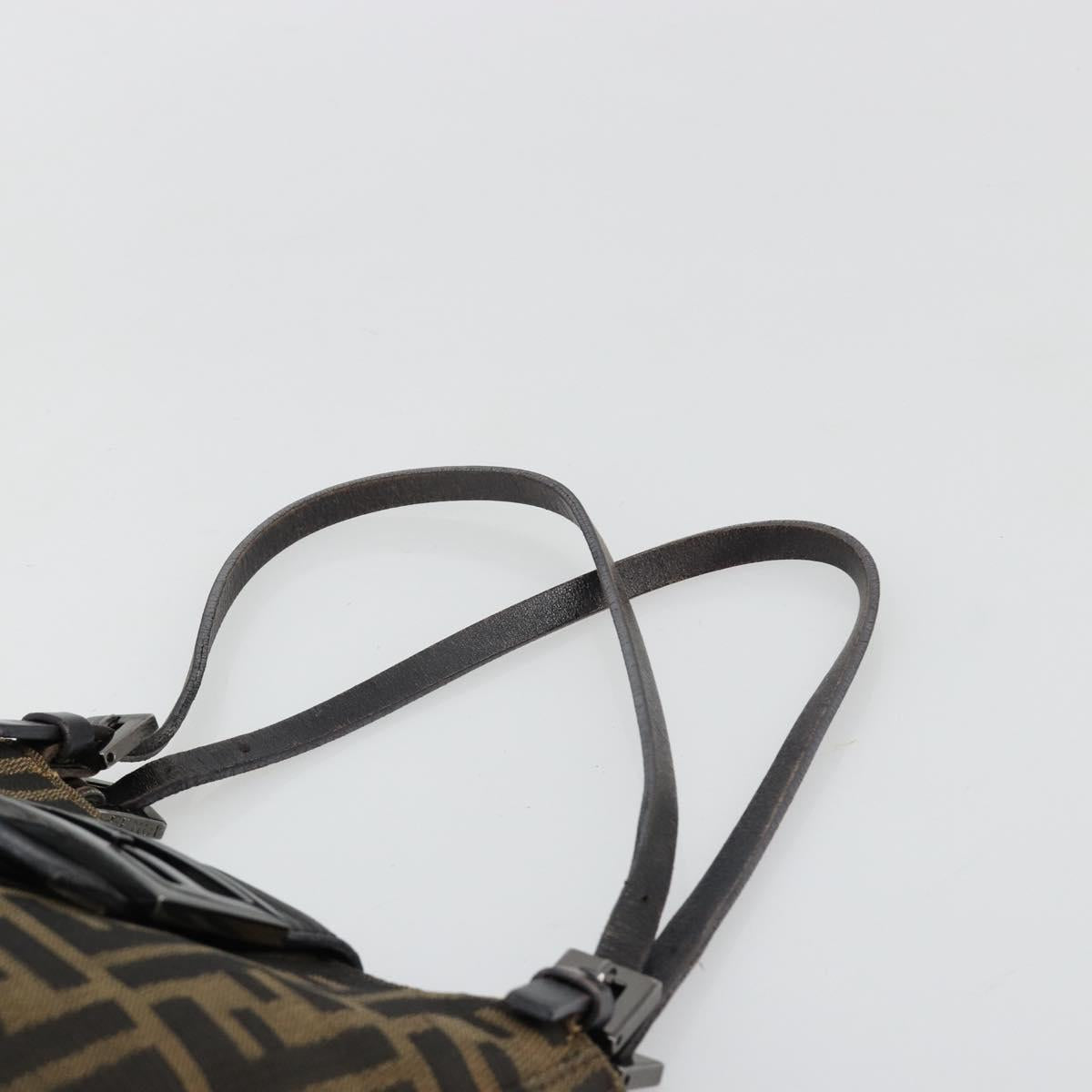FENDI Zucca Canvas Mamma Baguette Hand Bag Black Brown Auth 179468A