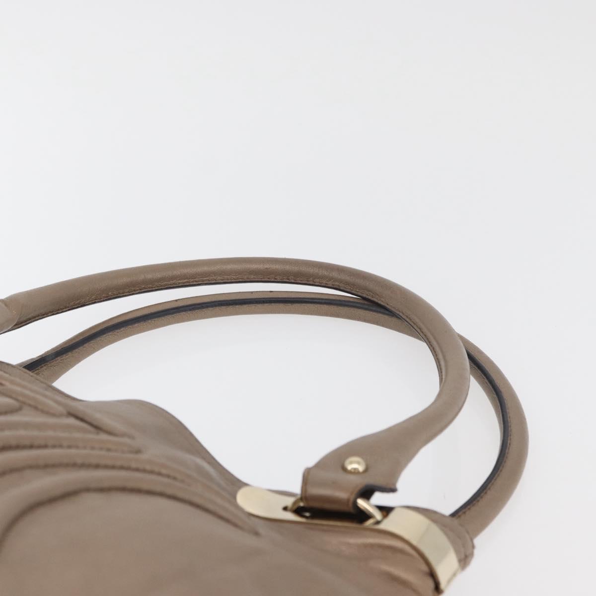 CELINE Shoulder Bag Leather Beige Gold Auth 179469
