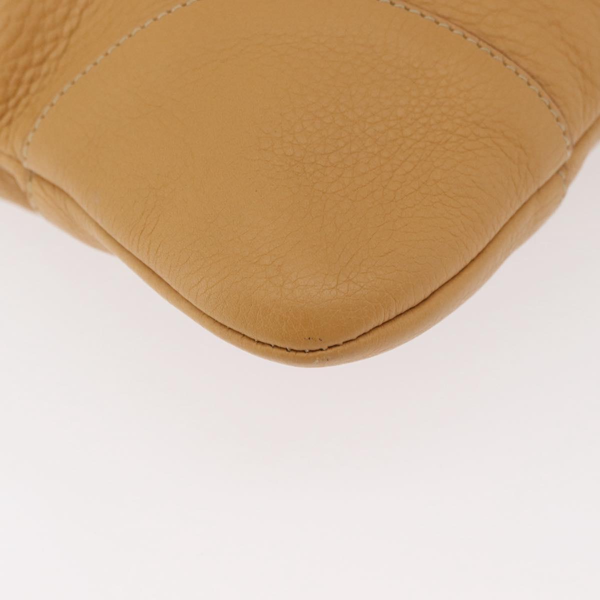 PRADA Chain Shoulder Bag Leather Beige Gold Auth 179470A