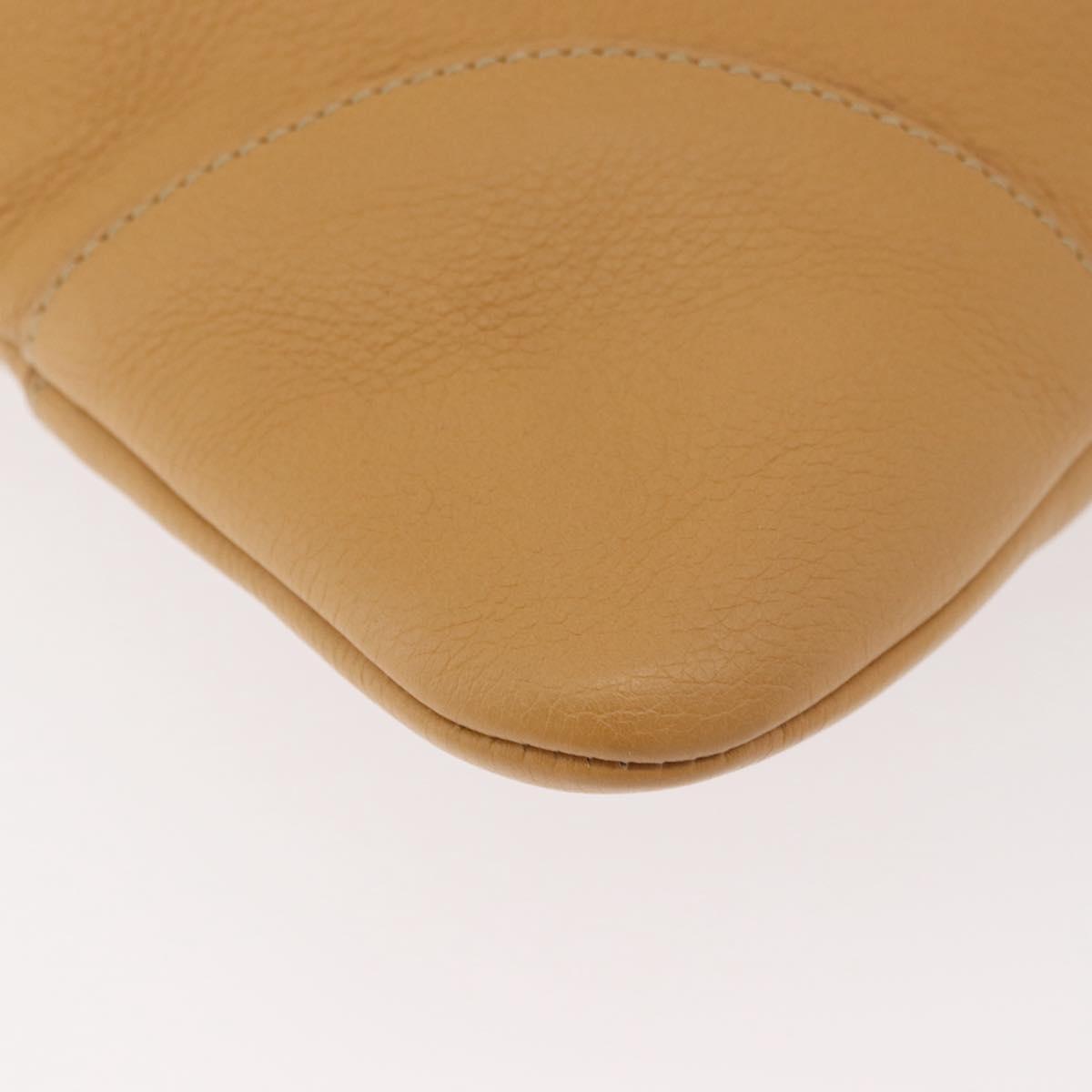 PRADA Chain Shoulder Bag Leather Beige Gold Auth 179470A