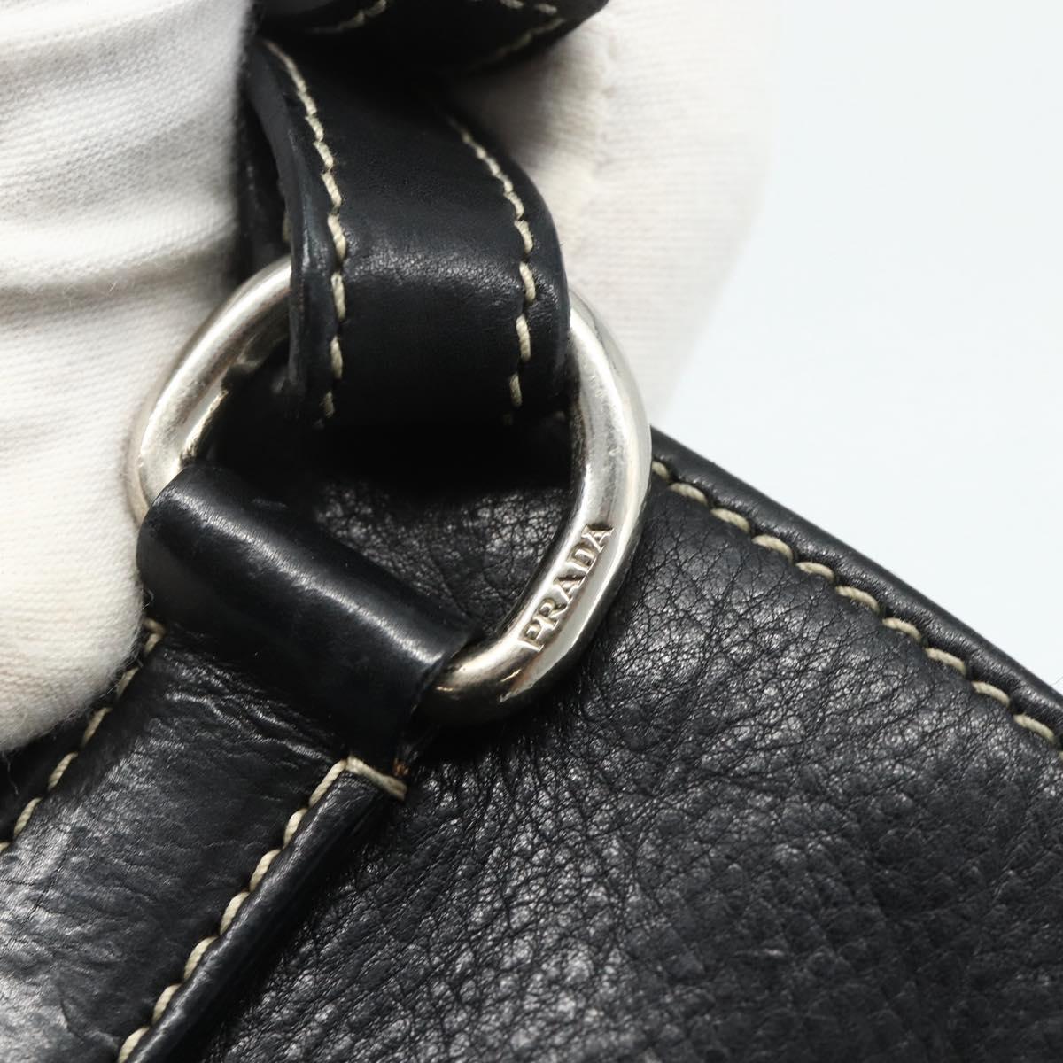 PRADA Tote Bag Leather Black Silver Auth 179472A