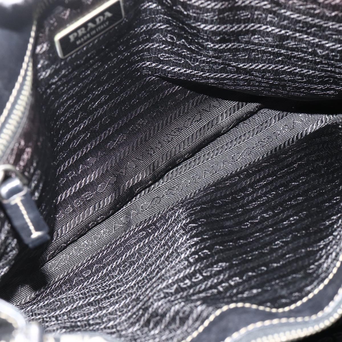 PRADA Tote Bag Leather Black Silver Auth 179472A