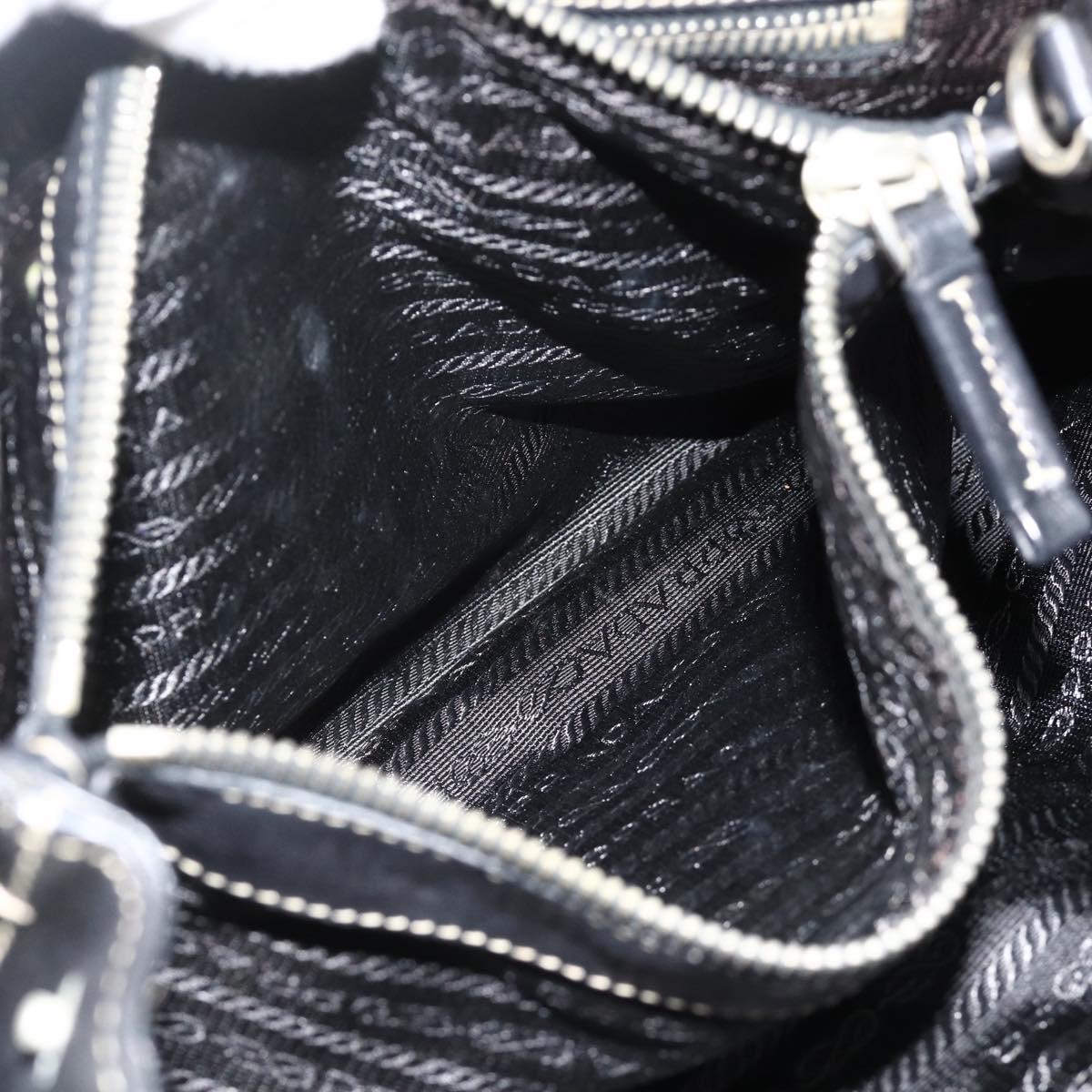 PRADA Tote Bag Leather Black Silver Auth 179472A