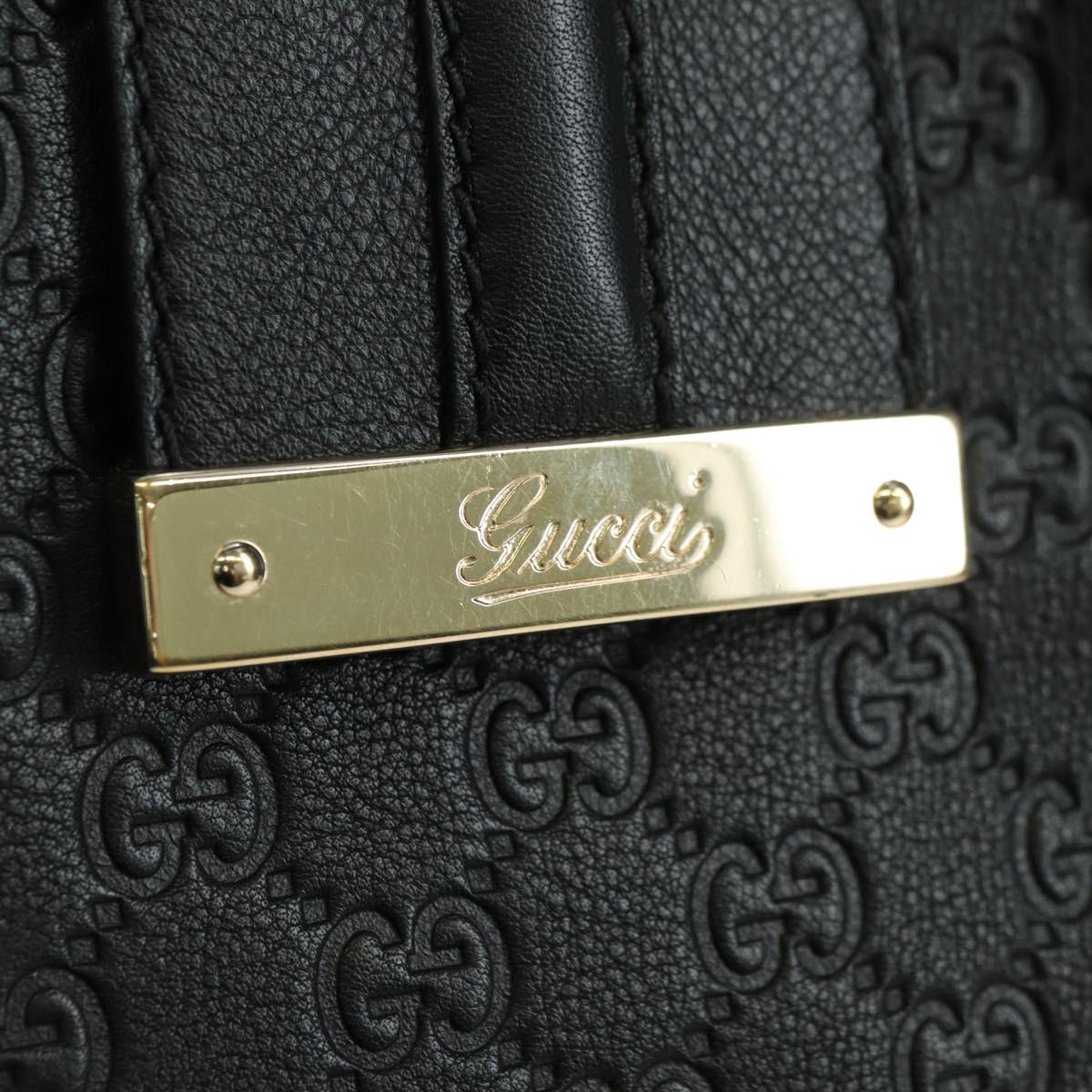 GUCCI GG Canvas Guccissima Shoulder Bag Leather Black Gold 233604 Auth 179473V