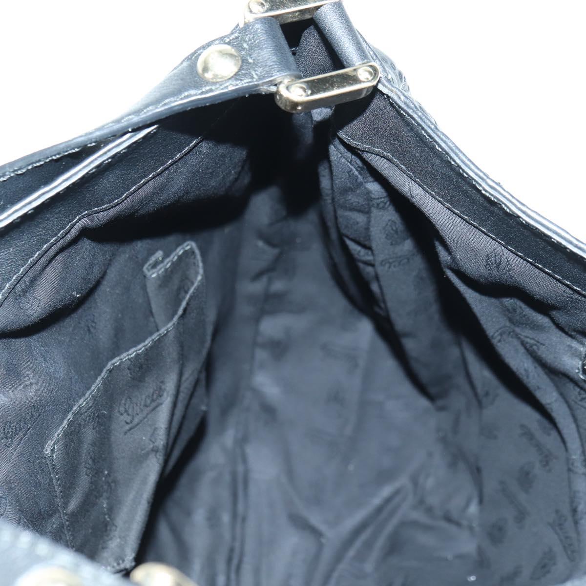 GUCCI GG Canvas Guccissima Shoulder Bag Leather Black Gold 233604 Auth 179473V