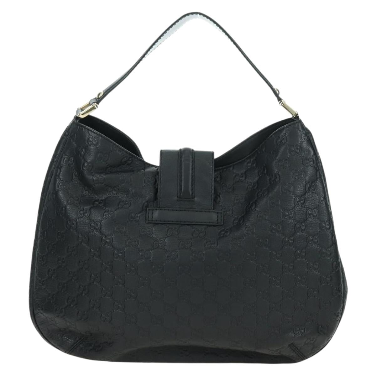 GUCCI GG Canvas Guccissima Shoulder Bag Leather Black Gold 233604 Auth 179473V