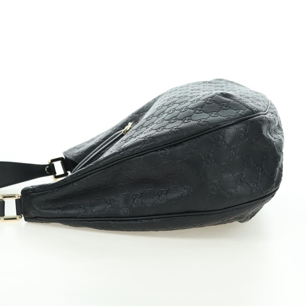 GUCCI GG Canvas Guccissima Shoulder Bag Leather Black Gold 233604 Auth 179473V