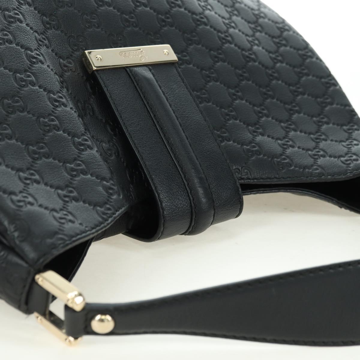 GUCCI GG Canvas Guccissima Shoulder Bag Leather Black Gold 233604 Auth 179473V