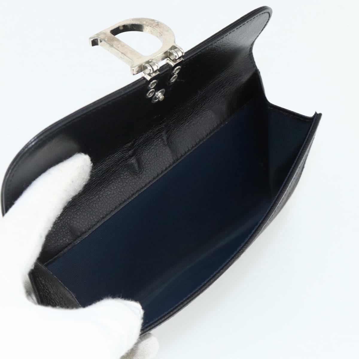 Christian Dior Trotter Canvas Long Wallet Silver Black Auth 179493