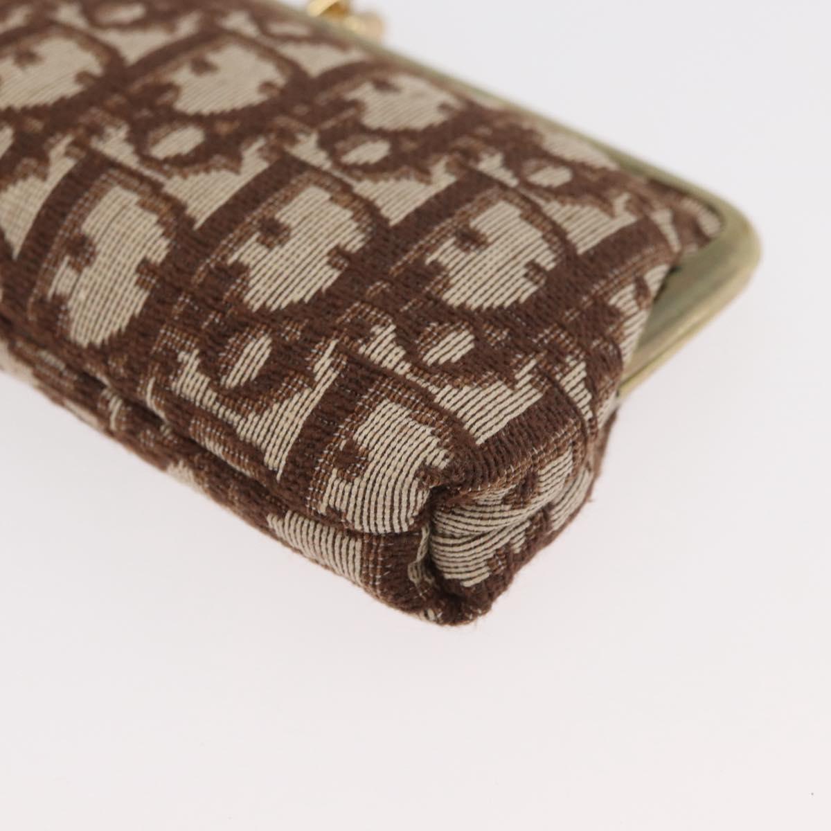 Christian Dior Trotter Canvas Pouch Brown Gold Auth 179495