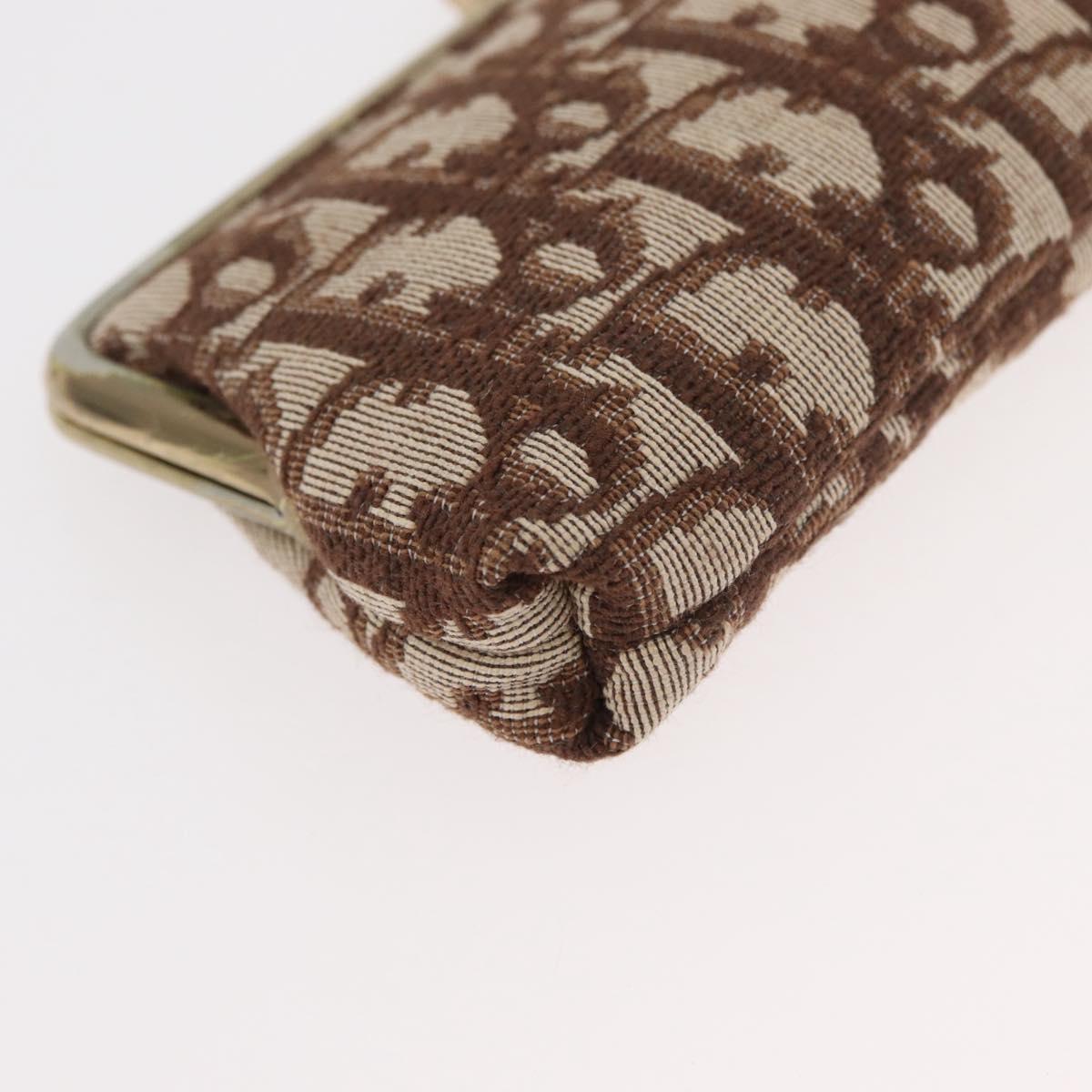 Christian Dior Trotter Canvas Pouch Brown Gold Auth 179495
