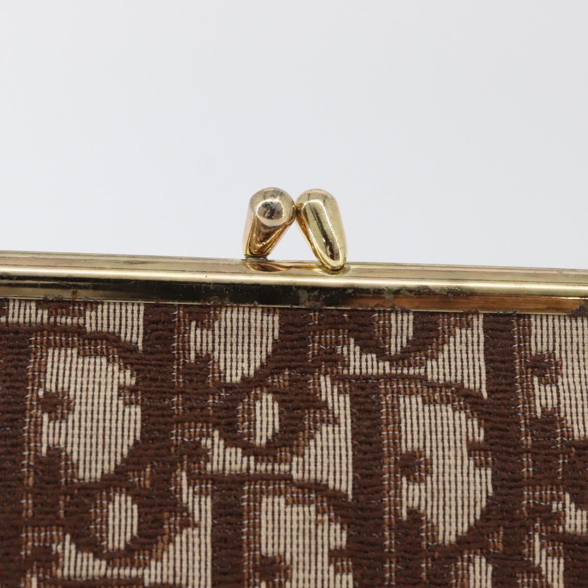 Christian Dior Trotter Canvas Pouch Brown Gold Auth 179495