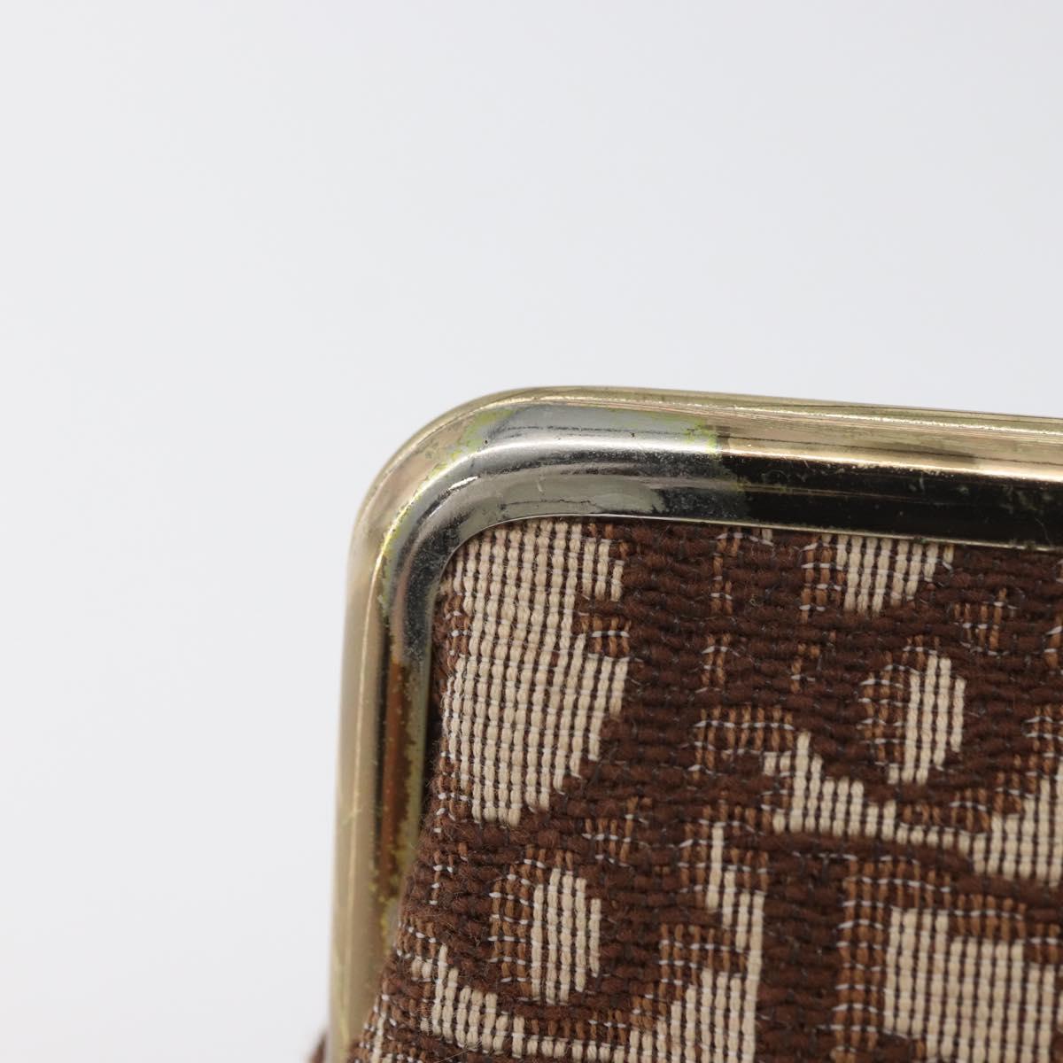 Christian Dior Trotter Canvas Pouch Brown Gold Auth 179495